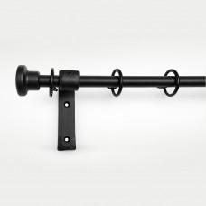  20mm Iron Metal Curtain Pole Rod Set with Button Stopper Finials in Black